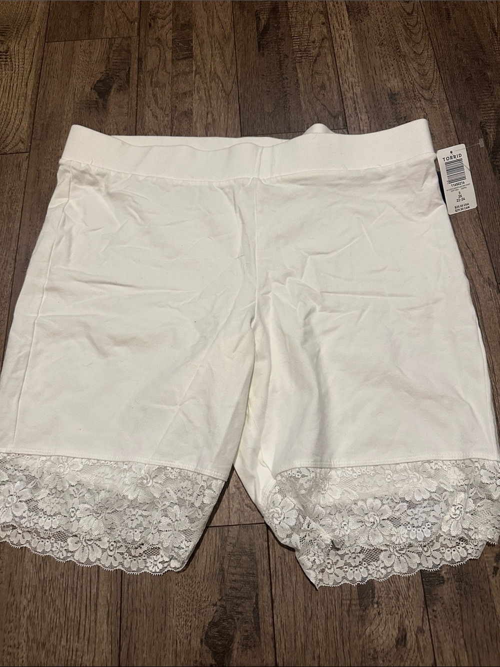 torrid Ivory Lace-Hem Bike Shorts